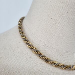 Vintage Twisted Chain Necklace Metallic Metal Gold Silver